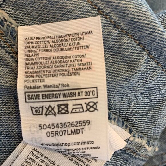 Topshop Raw Hem Jean Skirt Side Stripes - Picture 7 of 7